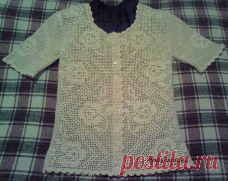 CARAMELO DE CROCHET: blusa en filet con mangas