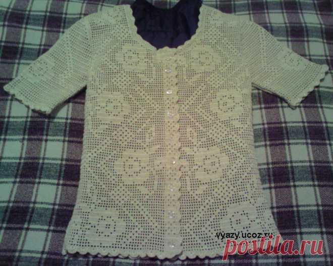 CARAMELO DE CROCHET: blusa en filet con mangas