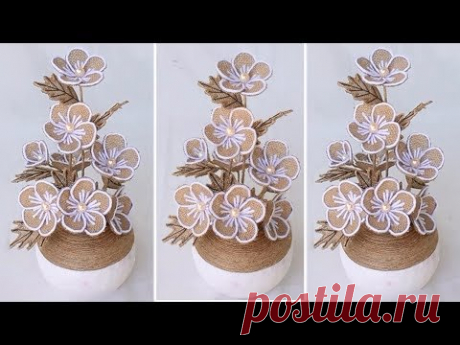 Jute rope craft ideas | Jute flowers decoration | Diy home decor