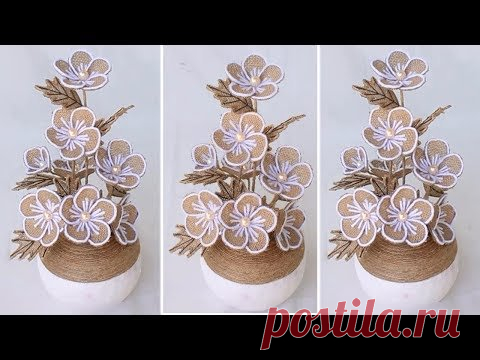 Jute rope craft ideas | Jute flowers decoration | Diy home decor