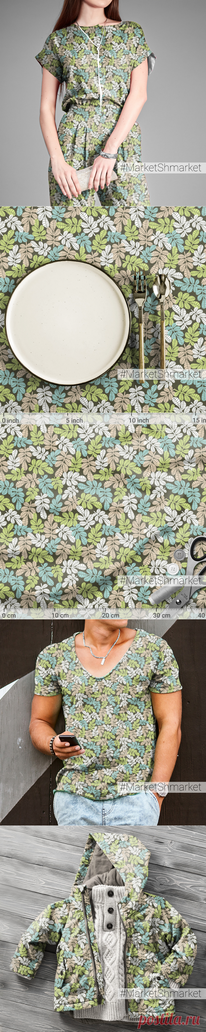 Ткань Просто нежные листья - закажи на #MarketShmarket.com любая ткань с любым принтом