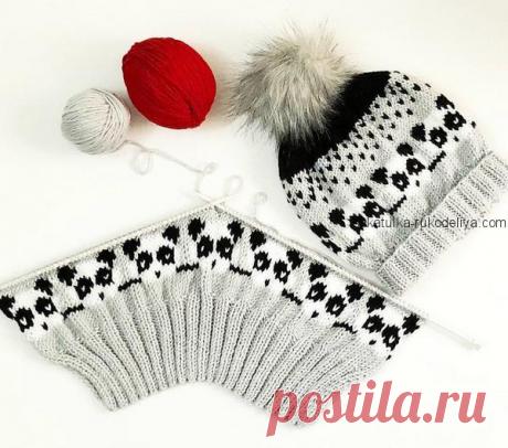 Детская шапочка жаккардовым узором. Зимняя шапочка с узором панда спицами | Шкатулка рукоделия. Сайт для рукодельниц.