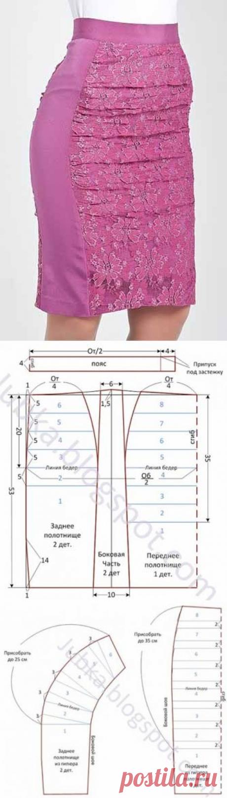 Юбка карандаш с ажурными вставками