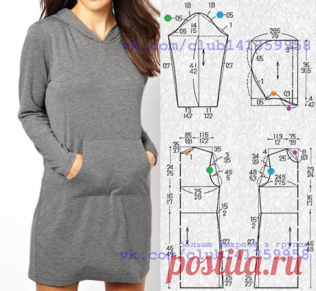 Платье худи с капюшоном, выкройка на размеры 40/42 и 46/48 (рос.).
#простыевыкройки #простыевещи #шитье #платье #худи #выкройка