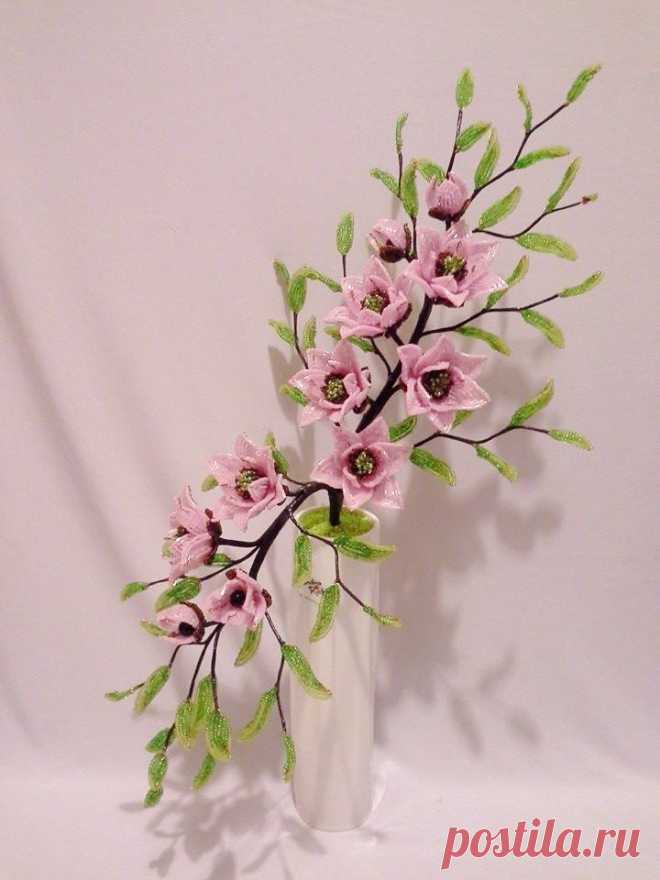 Композиция с магнолией | biser.info - всё о бисере и бисерном творчестве