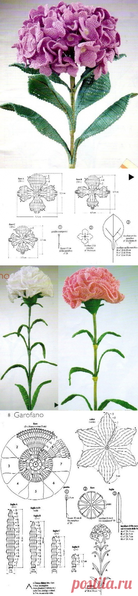 Цветы крючком схемы.
