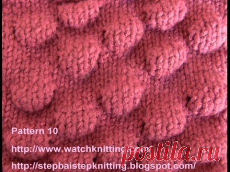 (bobble Stitch) - Embossed Patterns - Free Knitting Patterns Tutorial - Watch Knitting - pattern 10 - YouTube