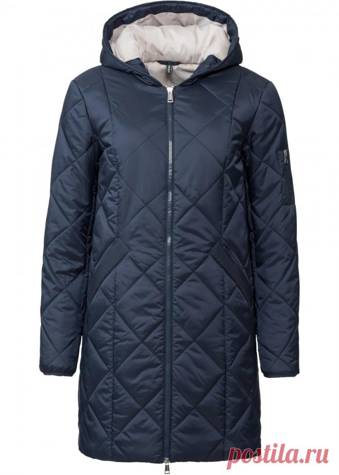 Куртка стеганая, двухцветная темно-синий/каменно-серый - Для женщин - RAINBOW - bonprix.ru