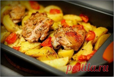 Курица запечённая с картофелем
