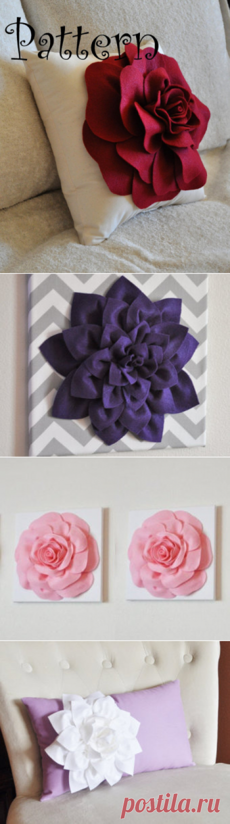DIY Large Felt Rose with BONUS Pillow PDF Pattern от bedbuggs