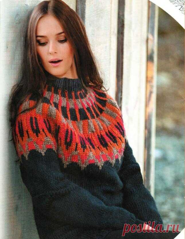 ДЖЕМПЕРЫ С КРУГЛОЙ КОКЕТКОЙ ЖАККАРД. ЛОПАПЕЙСА. | Копилка узоров (Вязание спицами) | Дзен