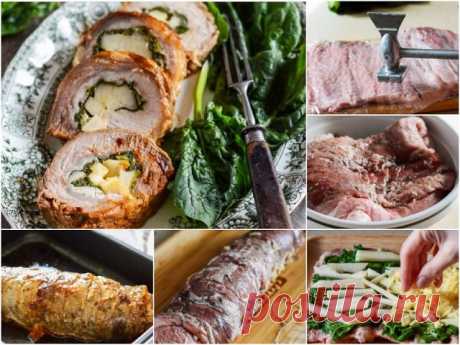Вкуснейший мясной рулет 

Если вы ищете универсальный рецепт сытного блюда, советуем вам обратить внимание на этот сочный мясной рулет с пикантной начинкой. Он хорош и в горячем, и в холодном виде. Необычное сочетание мяса и груши и красивый разрез украсит праздничное застолье. А если нарезать рулет на порционные кусочки, его можно взять в дорогу или на пикник.

  Ингредиенты:
свинина карбонад - 900 гр
груша - 250 гр
шпинат - 120 гр
сыр твёрдых сортов - 100 гр
масло растит...