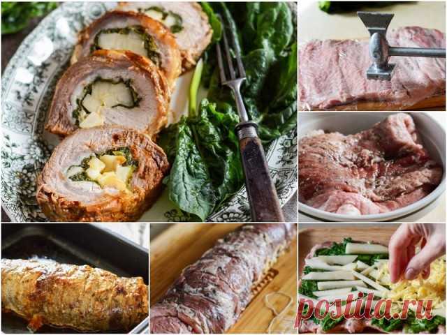 Вкуснейший мясной рулет 

Если вы ищете универсальный рецепт сытного блюда, советуем вам обратить внимание на этот сочный мясной рулет с пикантной начинкой. Он хорош и в горячем, и в холодном виде. Необычное сочетание мяса и груши и красивый разрез украсит праздничное застолье. А если нарезать рулет на порционные кусочки, его можно взять в дорогу или на пикник.

  Ингредиенты:
свинина карбонад - 900 гр
груша - 250 гр
шпинат - 120 гр
сыр твёрдых сортов - 100 гр
масло растит...