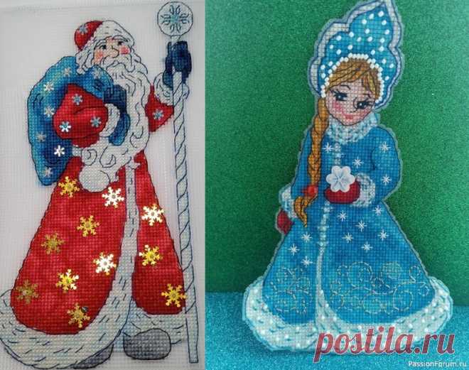 Дед Мороз и Снегурочка | Вышивка крестом