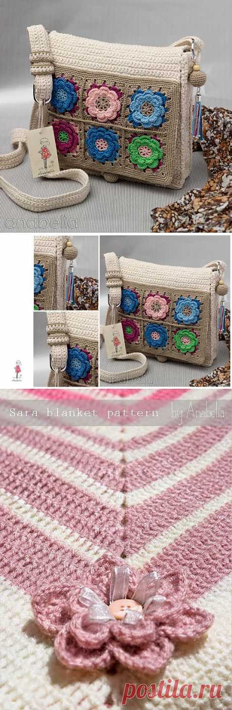 Anabelia Handmade: Bolso de crochet en algodón crudo y flores