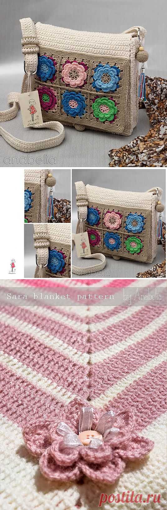 Anabelia Handmade: Bolso de crochet en algodón crudo y flores