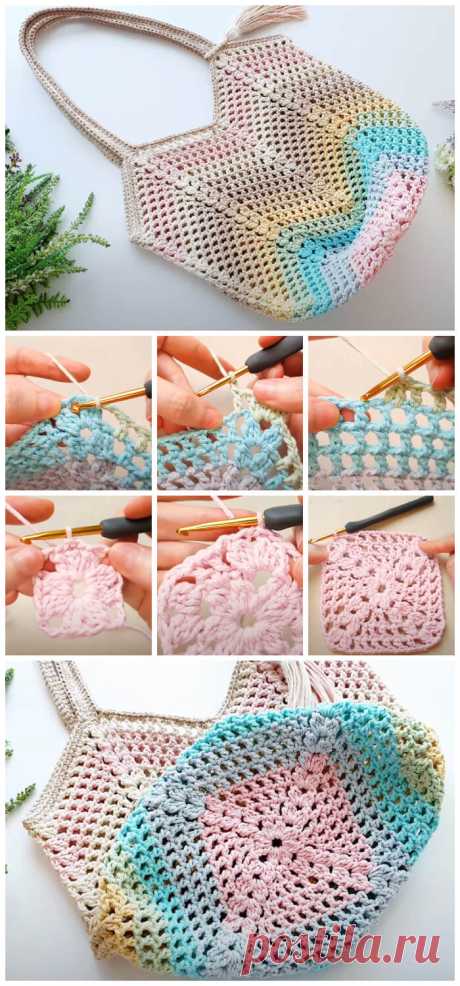 Granny Square Crochet Bag Tutorial - Crochet Kingdom