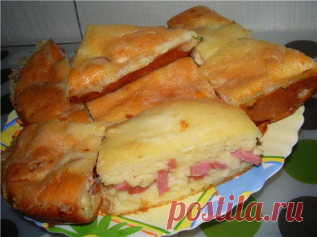 ЗАЛИВНОЙ ПИРОГ С КОЛБАСОЙ И СЫРОМ
