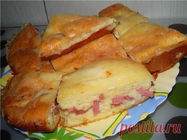 ЗАЛИВНОЙ ПИРОГ С КОЛБАСОЙ И СЫРОМ