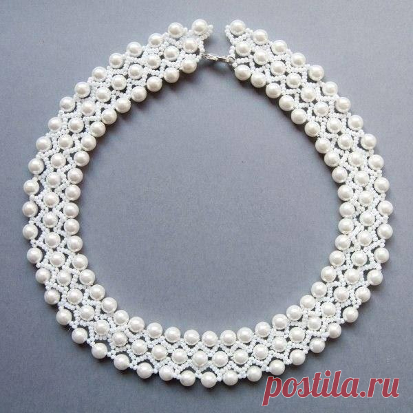 Плетем колье из бусин. Схемы
#бижутерия #рукоделие