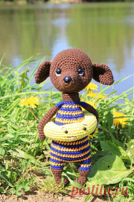 PDF Такса Риччи крючком. FREE crochet pattern; Аmigurumi animal patterns. Амигуруми схемы и описания на русском. Вязаные игрушки и поделки своими руками #amimore - такса, собака, пёс, собачка, щенок, пёсик.
