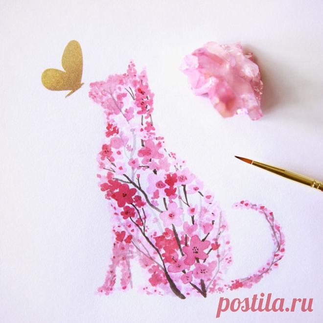 Животные цвета вишни в рисунках художника из Канады