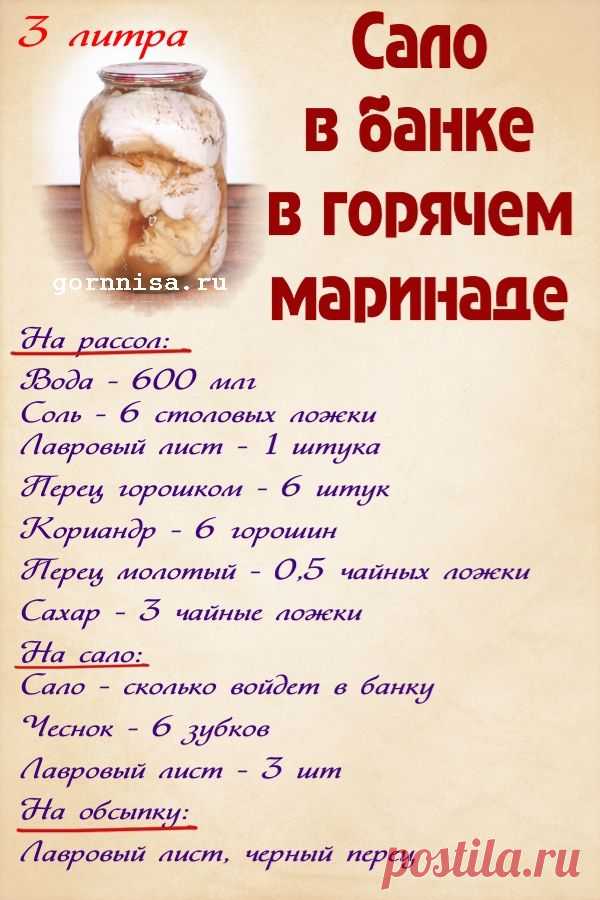 Сало в банке в горячем маринаде — ГОРНИЦА