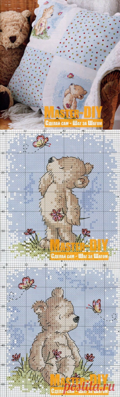 Подушка с вышивкой "Мишки"