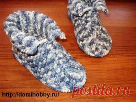 Теплые тапочки крючком