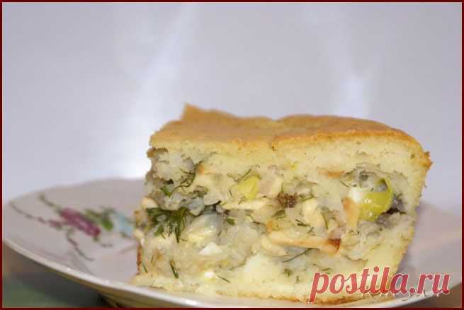 Пирог с рыбой и колбасным сыром