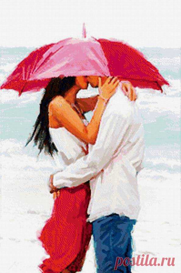 Предпросмотр схемы вышивки «поцелуй под зонтом» - Вышивка крестом