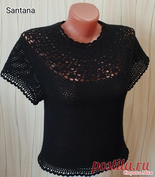 Чёрная кофточка на круглой кокетке - Вязание - Страна Мам