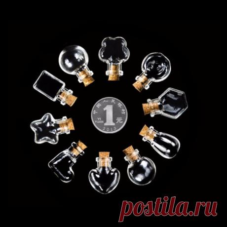 Небольшой 5 ШТ. Мини Кулон Пустой Крошечные Ясно Желая Сообщение Стеклянные Бутылки Флаконы Подвески New Y102 купить на AliExpress