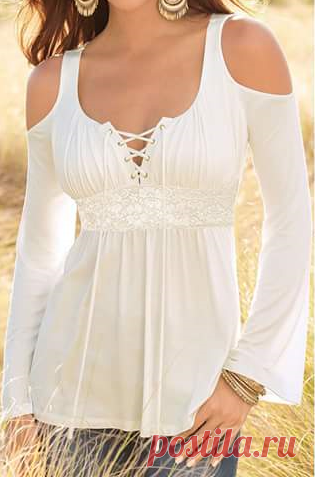 Blusa com abertura no ombro para malha