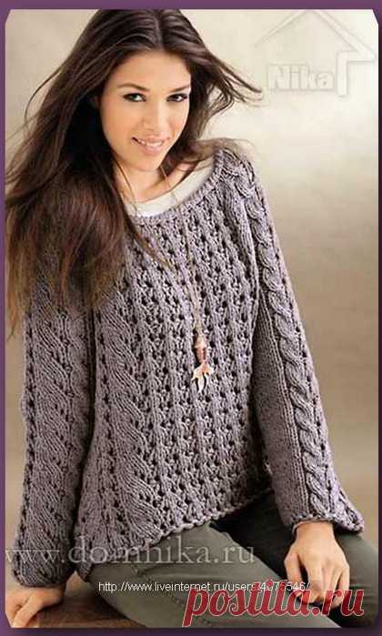 Пуловер спицами.