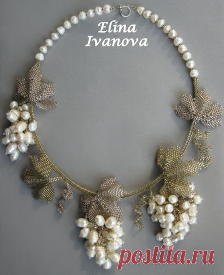 Necklace with natural pearl grape antic nature от Elinawonderland