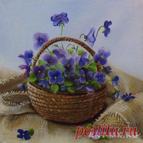 Купить картину ФИАЛКИ - ЧЕЛЯДИНОВА О.Ю. - ЦВЕТЫ