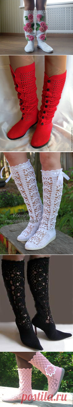 Вязанные сапоги крючками