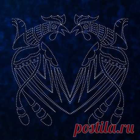Сашико. Вышивка. Птички.