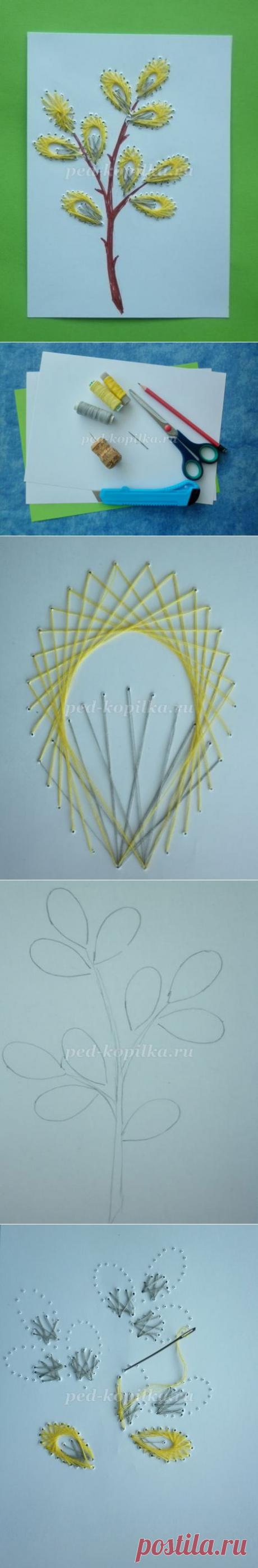 Мастер-класс к Пасхе. Открытка «Веточка вербы» в технике изонить