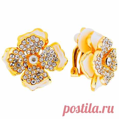 Клипсы &quot;Цветок&quot; MIA collection
Бренды Бижутерия 	MIA collection
Материал 	кристаллы Swarovski, Под золото, Эмаль