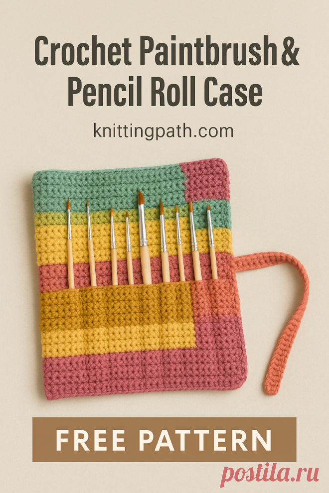 Crochet Paintbrush & Pencil Roll Case