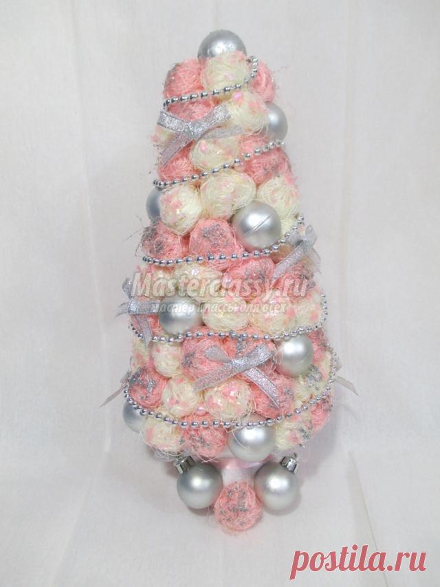 Розово-белая елочка из сизаля своими руками. Мастер-класс с пошаговыми фото