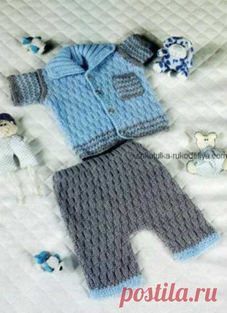 Костюм для малыша от 3 до 6 месяцев крючком. Штанишки и жакет для малыша крючком | Шкатулка рукоделия