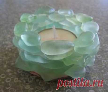 sea glass candle