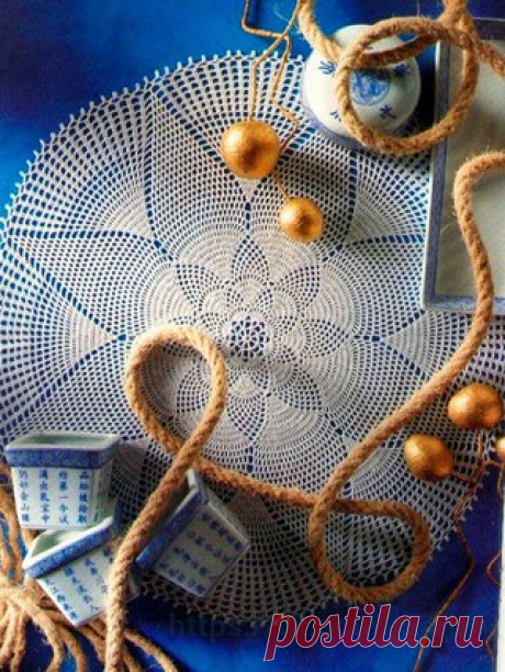 Чудесная круглая салфетка крючком