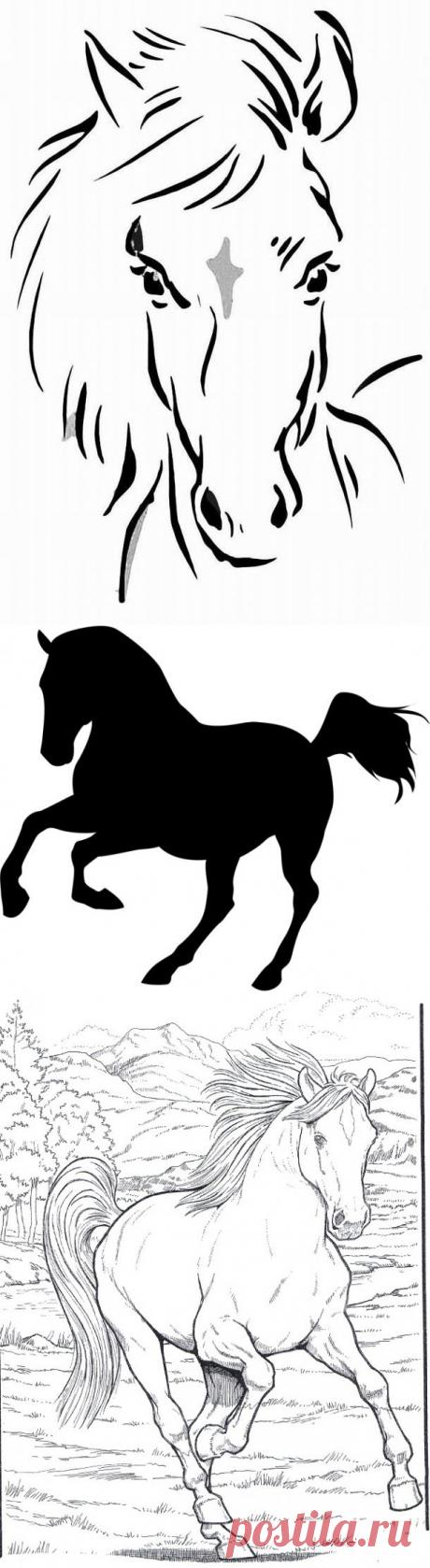 ТРАФАРЕТЫ И ШАБЛОНЫ С ЛОШАДЬЮ.