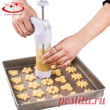 Формы для выпечки Инструменты Cookie Mold Прессы пистолет + 12 цветок формы + 6 сопла тесто для печенья украшения торта Cookie машина купить на AliExpress
