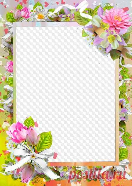 Plantilla de marco de foto de flor. Marco PNG transparente, plantilla de marco de fotos en capas PSD, descarga.