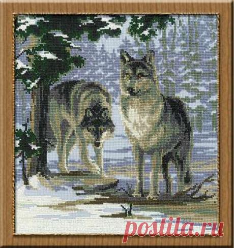 Вышивка крестиком волки в лесу. Вышивка крестом волки  |